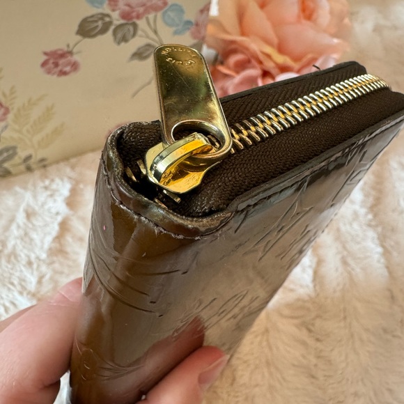 Louis Vuitton Vernis Bronze Long Zippy Wallet Authentic Zip Around Made In Spain - Picture 16 of 16